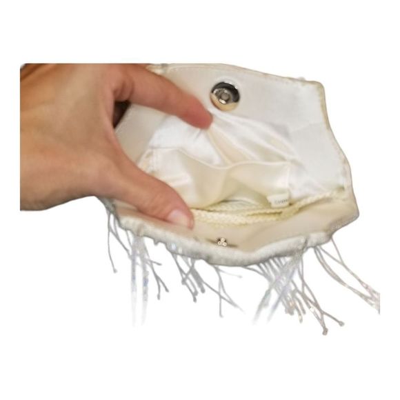 Macy's Women's Ivory Vintage Style Floral Snap Button Beaded Purse Small NWT - Picture 3 of 7